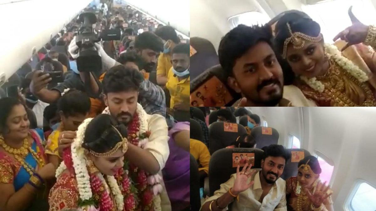 Locura en el cielo: una pareja india alquiló un avión para casarse en vuelo y evitar las restricciones del Covid-19.