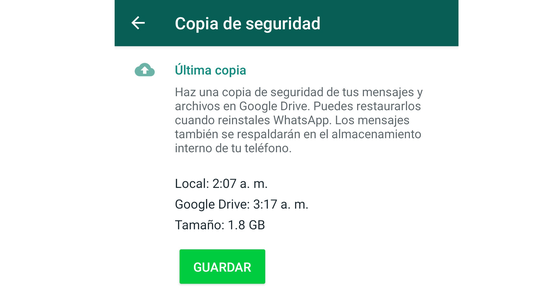 Dónde se guardan en WhatsApp las copias de seguridad
