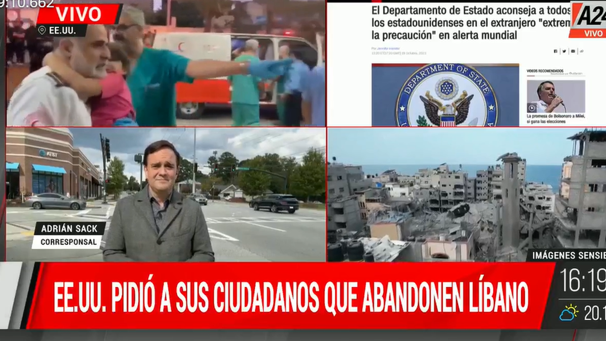 EEUU pidió a sus compatriotas que abandonen la zona del conflicto. (Foto: captura A24)