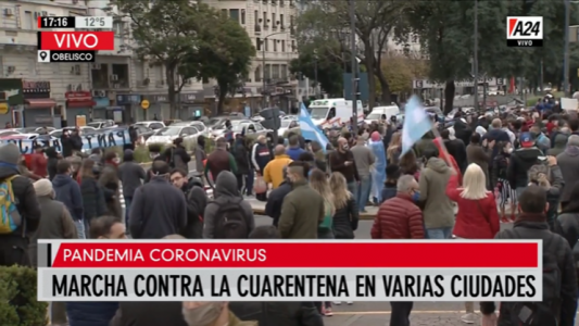 Protestas en el Obelisco y en distintos puntos del país contra la cuarentena
