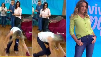 La tremenda caída de Rocío Marengo en un programa de la televisión chilena