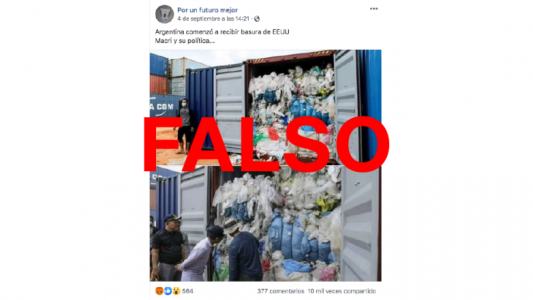 Es falsa la publicación que muestra que llegó basura desde los Estados Unidos de esta manera en contenedores