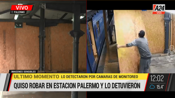 ¡El colmo! Así quieren robar paneles de madera de la estación Palermo. (Captura de Tv) ¡El colmo! Así quieren robar paneles de madera de la estación Palermo. (Captura de Tv)