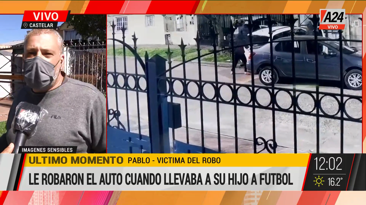 Castelar: le roban el auto cuando llevaba al hijo a fútbol. (Captura de Tv)