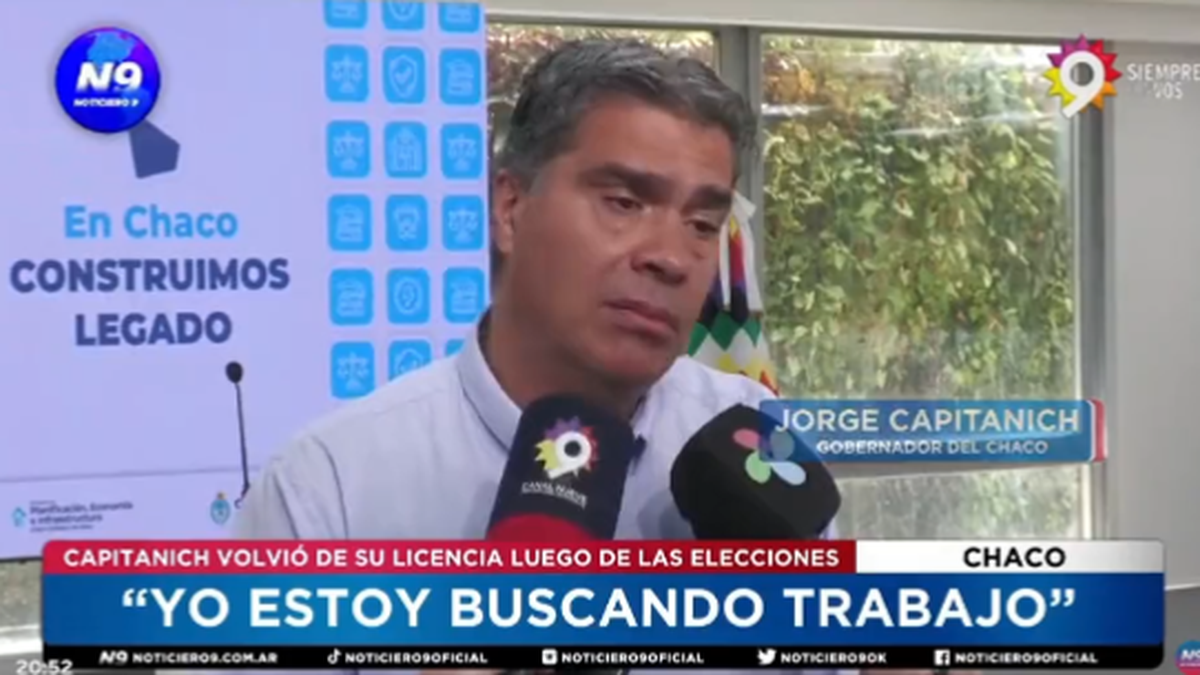 Estoy buscando trabajo: la curiosa declaración de Jorge Capitanich tras la derrota en Chaco. (Captura)