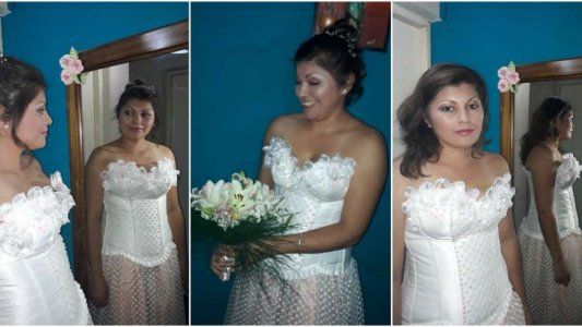 Tiene cáncer y sus vecinos le hicieron el vestido en 24 horas para cumplir su sueño de casarse